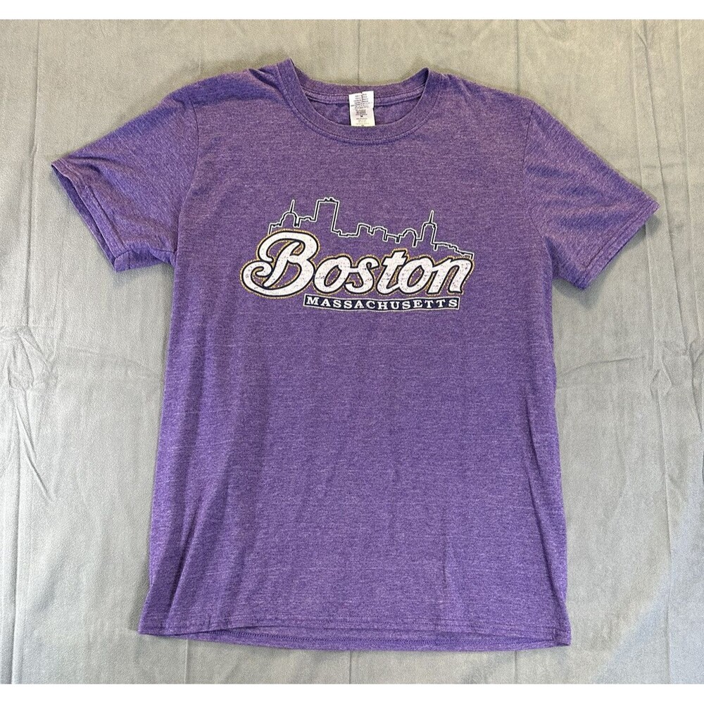 Boston Tourist TShirt Purple Lilac Womens Medium USA Massachusetts Travel Tee